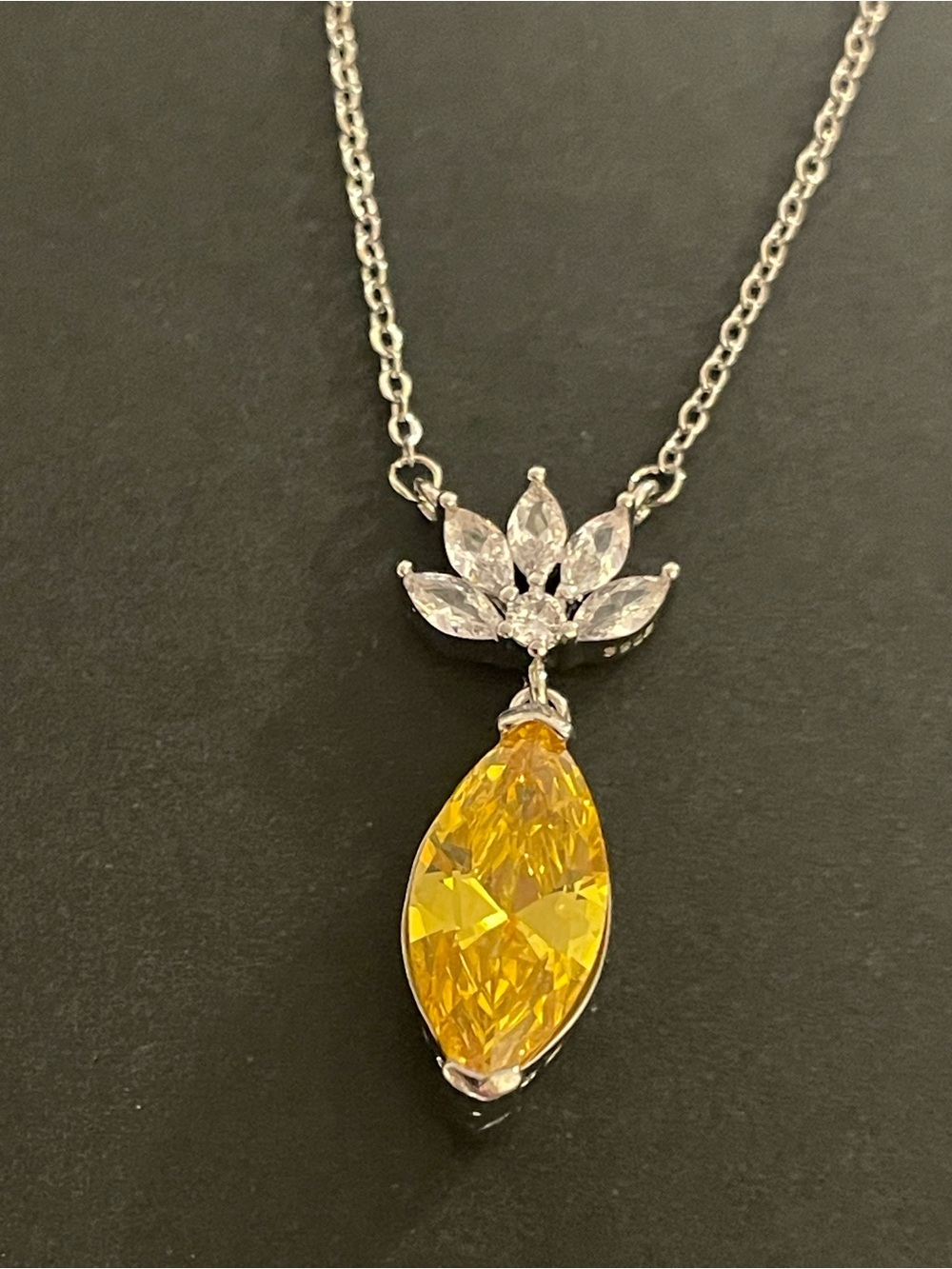 Yellow Crystal Pendant Necklace - Women Jewelry